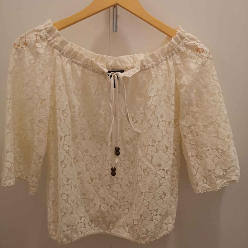 Vintage 70s White Lace Top